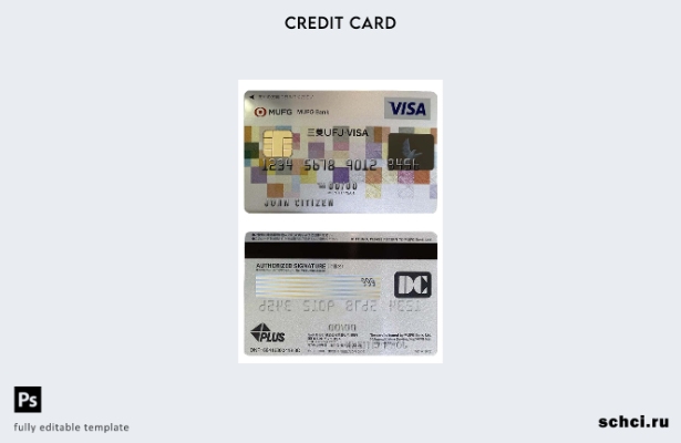 цифровая загрузка шаблона карты Visa банка Japan Mufg